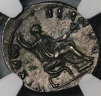 73 NGC AU Vespasian Denarius Roman Empire Emperor Seated Scepter (24051301C)