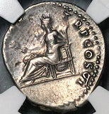 75 NGC Ch XF Vespasian Denarius Roman Empire Pax Temple Peace (24021803C)