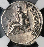 75 NGC Ch XF Vespasian Denarius Roman Empire Pax Temple Peace (24021803C)