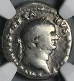 75 NGC VG Vespasian Denarius Roman Empire Pax Temple Peace Dedication (26040301C)