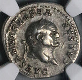 77 NGC Ch VF Vespasian Denarius Roman Empire Sow Rome Foundation Myth (26080101C)