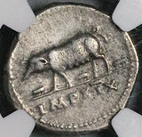 77 NGC Ch VF Vespasian Denarius Roman Empire Sow Rome Foundation Myth (26080101C)