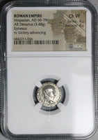 71 NGC Ch VF Vespasian Denarius Roman Empire Rare Ephesus Mint Victory (24080201C)