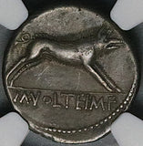 78 BC NGC VF Voltelus Roman Republic Hercules Labors Erymanthian Boar Denarius (26041101C)