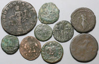 300s Roman Empire Nine AE3 Follis Authentic Ancient Coins (24122003R)