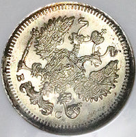 1914 NGC MS 67 Russia 10 Kopeks GEM Nicholas II WWI Silver Coin (24102301C)