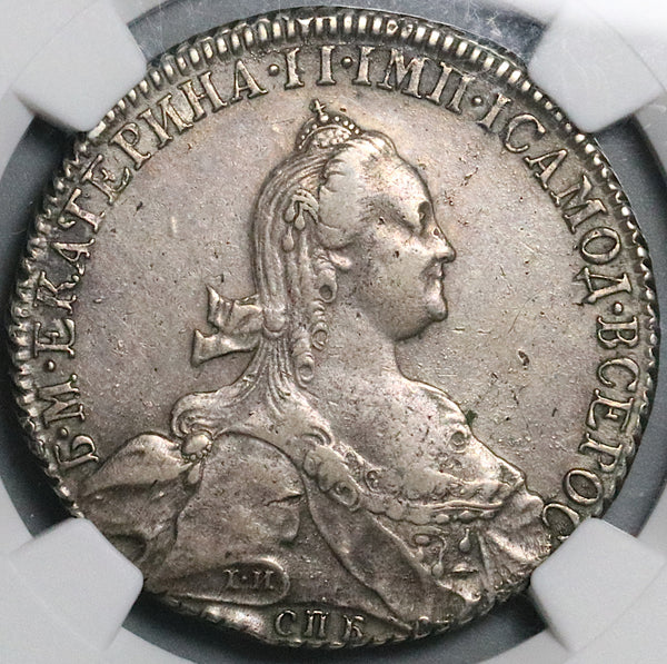1776 NGC XF 45 Catherine Russia Rouble Imperial Czarina Silver Crown Coin (23123001C)