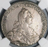 1776 NGC XF 45 Catherine Russia Rouble Imperial Czarina Silver Crown Coin (23123001C)