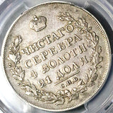 1822 PCGS XF 40 Russia Rouble Alexander I St. Petersburg Silver Coin (23050504C)