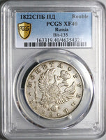 1822 PCGS XF 40 Russia Rouble AlexanderI St. Petersburg Silver Coin (23050504C)