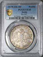 1829 PCGS VF 35 Russia Rouble Wings Down Silver Nicholas I Czar Coin (23052101C)