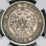 1867 NGC AU Russia Poltina 1/2 Rouble 26k Alexander II Czar Silver Coin (25122005C)