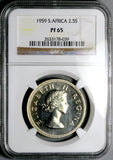 1959 NGC PF 65 South Africa 2.5 Shillings Elizabeth II GEM Proof Silver 900 Minted Coin (26092802C)