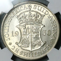 1938 NGC MS 61 South Africa 2.5 Shillings George VI 1/2 Crown Silver Coin (25062902C)