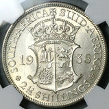 1938 NGC MS 61 South Africa 2.5 Shillings George VI 1/2 Crown Silver Coin (25062902C)