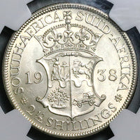 1938 NGC MS 61 South Africa 2.5 Shillings George VI 1/2 Crown Silver Coin (25062902C)