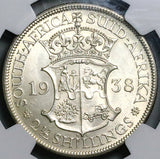 1938 NGC MS 61 South Africa 2.5 Shillings George VI 1/2 Crown Silver Coin (25062902C)