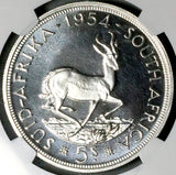 1954 NGC PF 66 Cameo South Africa 5 Shillings Elizabeth II Proof Springbok Silver Coin (26092804C