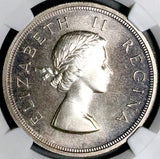 1955 NGC PF 65 South Africa 5 Shillings Elizabeth II GEM Proof Springbok Silver Coin (26092803C)