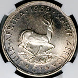 1955 NGC PF 65 South Africa 5 Shillings Elizabeth II GEM Proof Springbok Silver Coin (26092803C)