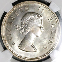 1956 NGC PL 63 South Africa 5 Shillings Crown Elizabeth II 2K Silver Coin (25042801C)
