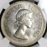 1956 NGC PL 63 South Africa 5 Shillings Crown Elizabeth II 2K Silver Coin (25042801C)