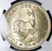 1956 NGC PL 63 South Africa 5 Shillings Crown Elizabeth II 2K Silver Coin (25042801C)
