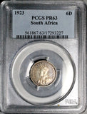 1923 PCGS PR 63 South Africa 6 Pence George V Proof Silver 1k Coin (26092801C)