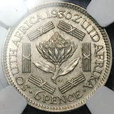 1930 NGC MS 62 South Africa 6 Pence George V Protea Flower SIlver Coin (25062901C)