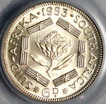 1953 PCGS PR 67 South Africa 6 Pence Gem Proof Protea Flower Coin (23060102C)