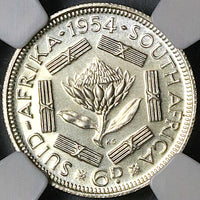 1954 NGC PF 67 South Africa 6 Pence Gem Proof Protea Flower Coin (23060101C)