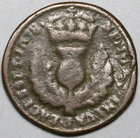 1678 Scotland Bawbee 6 Pence Charles II Thistle Copper Coin (24060703R)