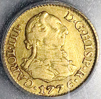 1776 ICG XF 40 Spain 1/2 Escudo Charles III Madrid Gold Colonial Coin (24072701D)