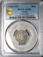 1738-S PCGS AU 50 Spain 1 Real Philip V Silver Seville Coin POP 1/0 (23051202C)