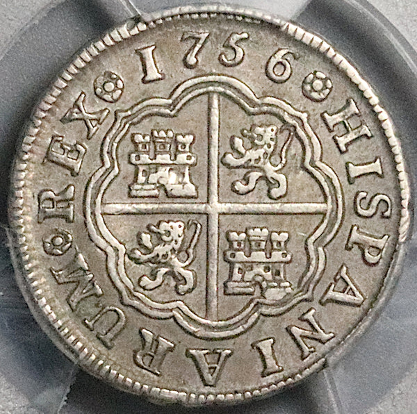 1756-M PCGS AU 50 Spain 1 Real Ferdinand VI Madrid Silver Coin POP 1/0 (23051203C)
