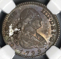 1799-M NGC MS 62 Spain 1 Real Charles IV Madrid Silver Coin Stuart Collecton POP 1/0 (25032502C)
