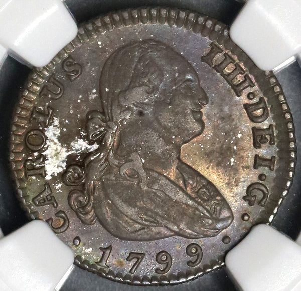 1799-M NGC MS 62 Spain 1 Real Charles IV Madrid Silver Coin Stuart Collecton POP 1/0 (25032502C)