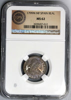 1799-M NGC MS 62 Spain 1 Real Charles IV Madrid Silver Coin Stuart Collecton POP 1/0 (25032502C)