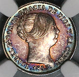 1853 NGC MS 61 Spain 1 Real Isabel II Seville Silver Coin POP 1/3 (23061902D)