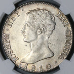 1810-M NGC AU 55 Napoleon Spain 20 Reales Scarce Small Eagle Madrid Mint Silver Coin (25032602C)