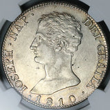 1810-M NGC AU 55 Napoleon Spain 20 Reales Scarce Small Eagle Madrid Mint Silver Coin (25032602C)