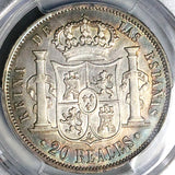 1851 PCGS XF Isabel 2 Spain 20 Reales Seville Mint Silver Crown Coin (25022601C)