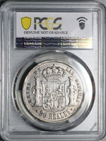 1854 PCGS XF Isabel 2 Spain 20 Reales Seville Mint Silver Crown Coin (25022602C)