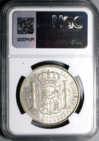 1868 (68) NGC AU-58 Spain 2 Escudos Isabel 2 Madrid Mint Silver Crown Coin (24092907D)