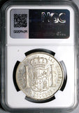1868 (68) NGC AU-58 Spain 2 Escudos Isabel 2 Madrid Mint Silver Crown Coin (24092907D)