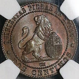1870 OM NGC MS 64 Spain 2 Centimos Provisional Government Coin (24111002C)