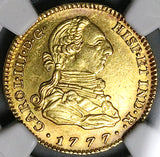 1777 NGC AU 58 Spain 2 Escudos Charles III Madrid Gold Coin POP 1/2 (23060901C)