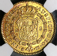 1777 NGC AU 58 Spain 2 Escudos Charles III Madrid Gold Coin POP 1/2 (23060901C)
