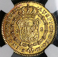 1777 NGC AU 58 Spain 2 Escudos Charles III Madrid Gold Coin POP 1/2 (23060901C)