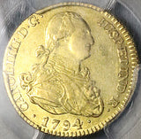 1794 PCGS AU 55 Spain 2 Escudos Charles IV Madrid Gold Coin POP 3/1 (23080301D)